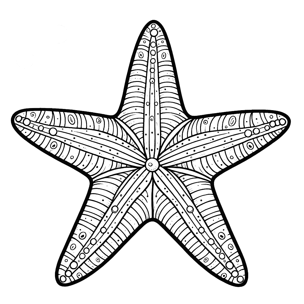 Free printable starfish coloring page 7 for kids and adults