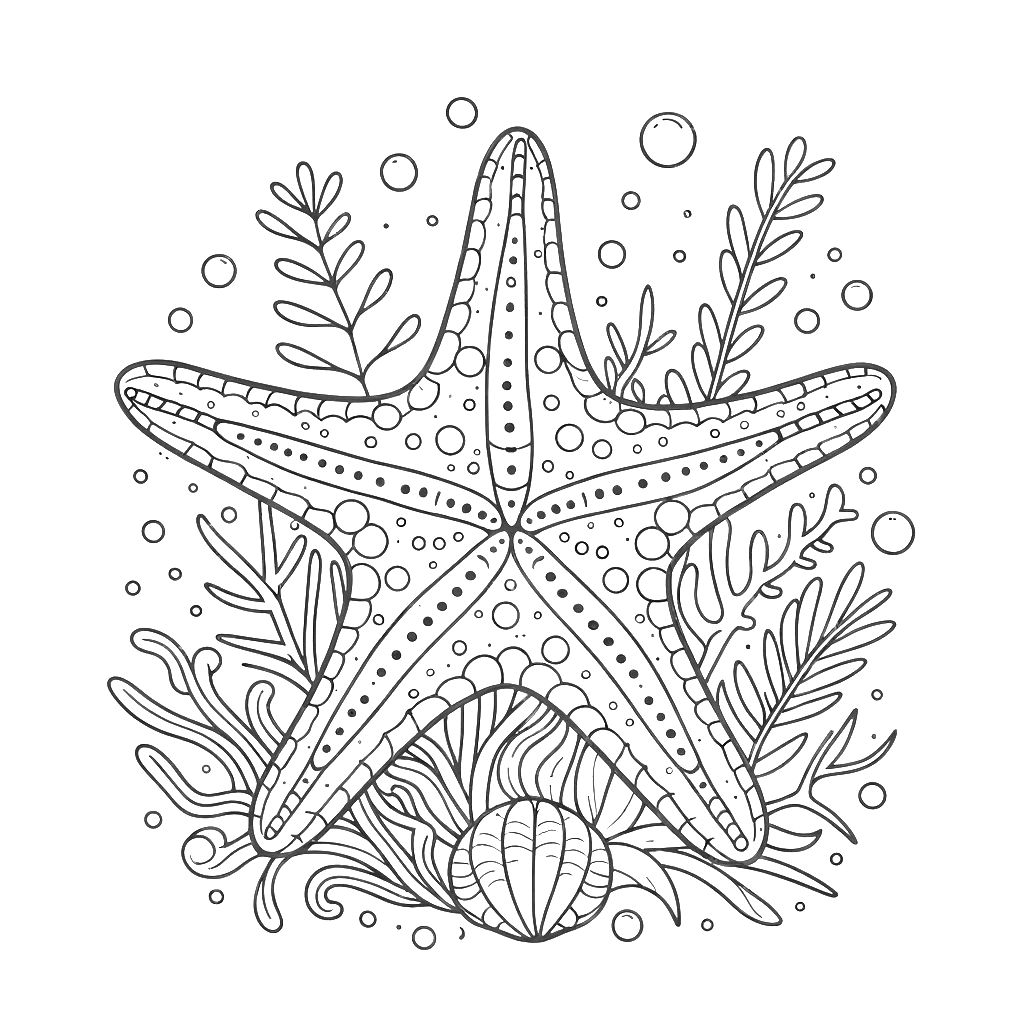 Free printable starfish coloring page 8