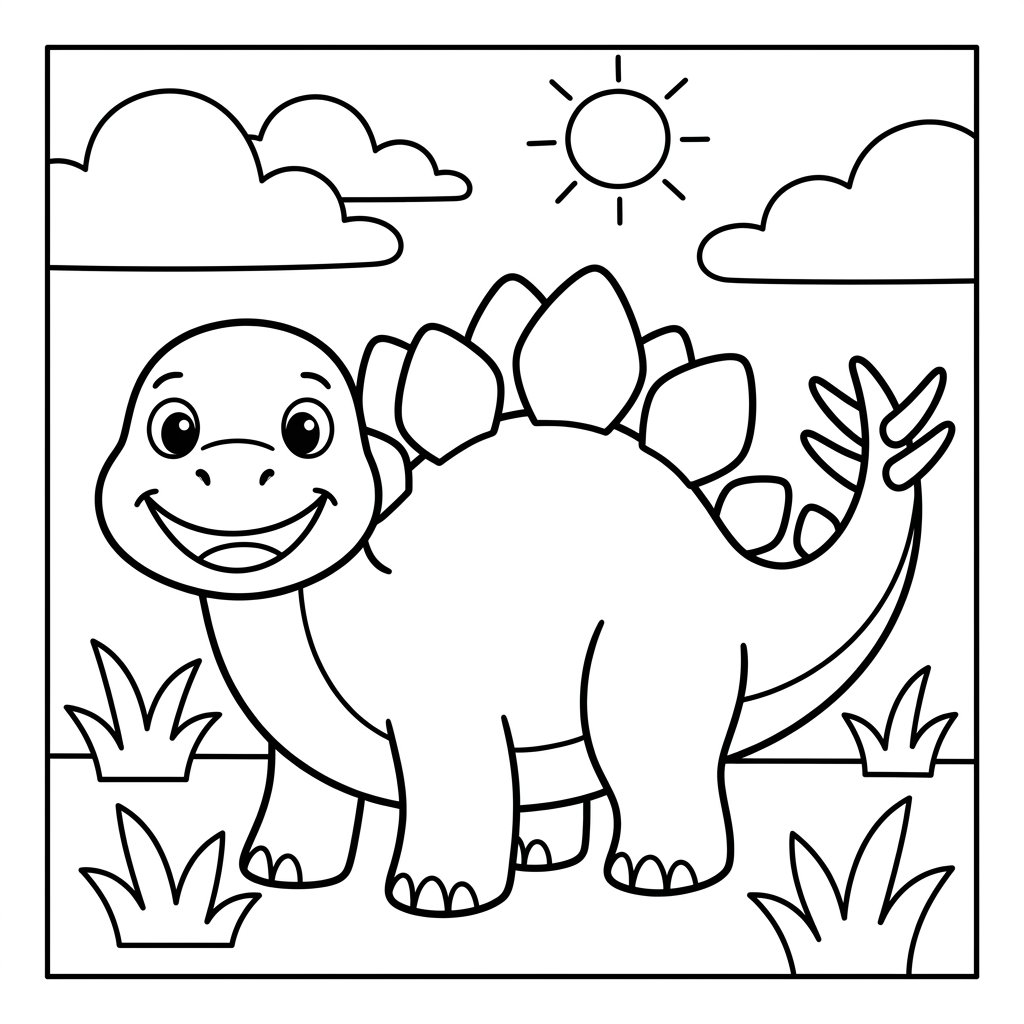 Free printable Stegosaurus dinosaur coloring page 1