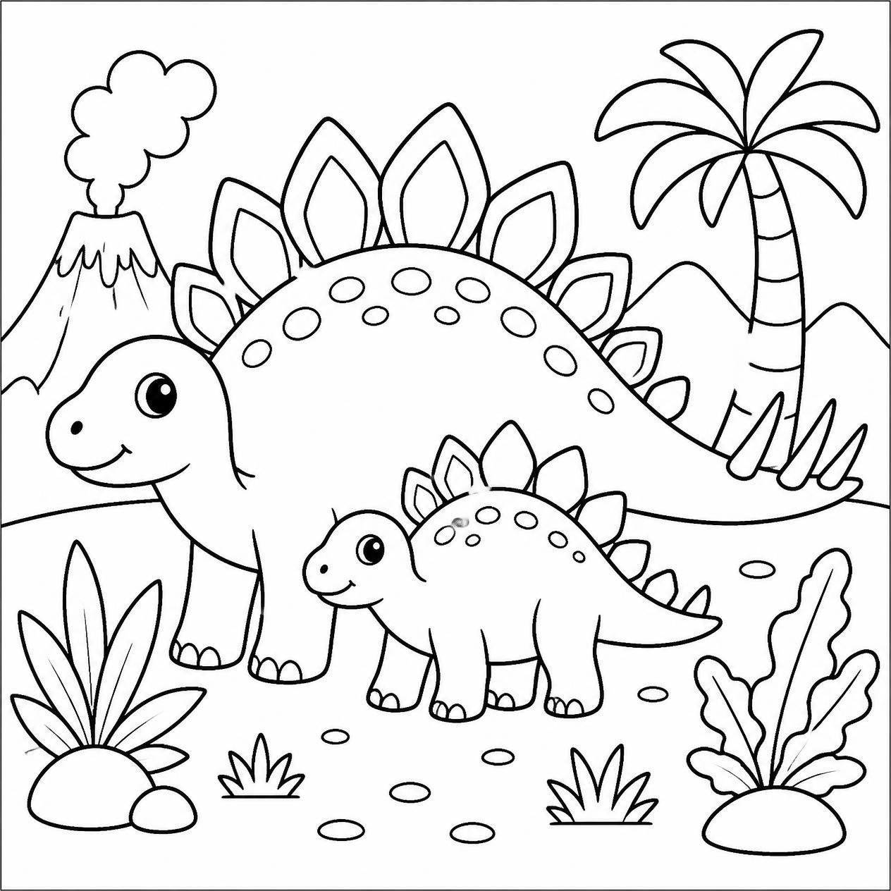 Free printable Stegosaurus dinosaur coloring page 10 to print and color