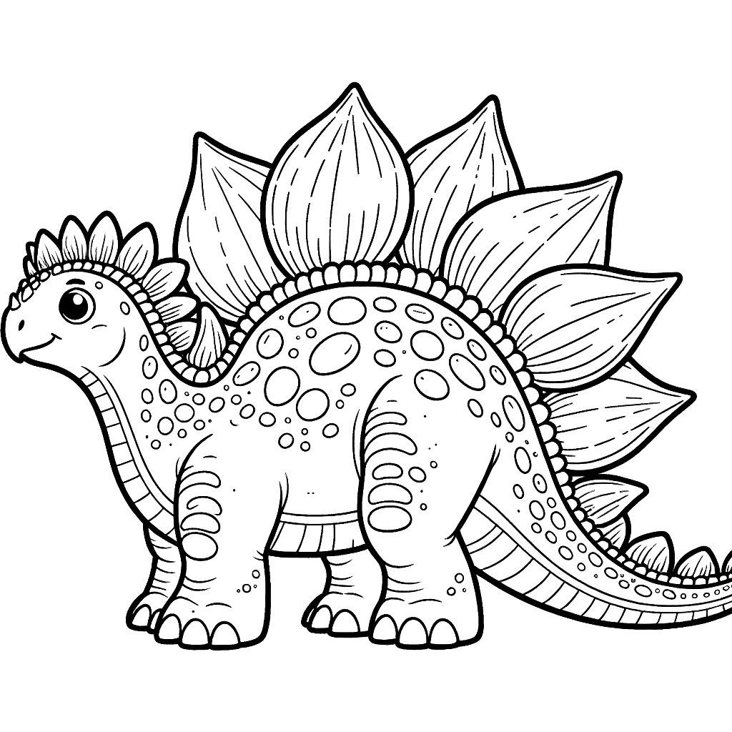 Free printable Stegosaurus dinosaur coloring page 13 detailed line art