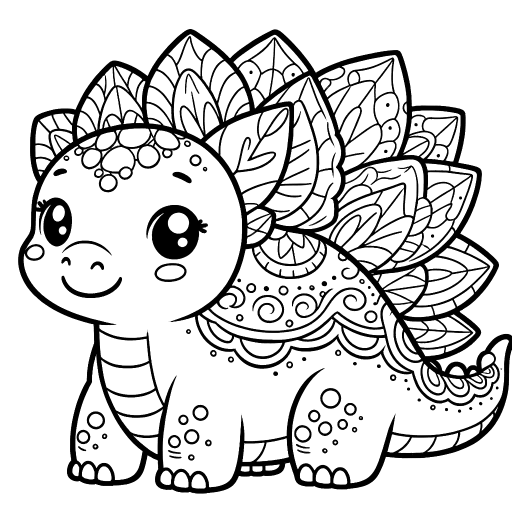 Free printable Stegosaurus dinosaur coloring page 14 for kids and adults