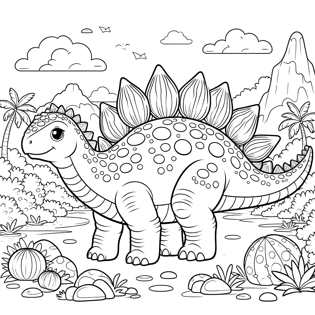Free printable Stegosaurus dinosaur coloring page 15