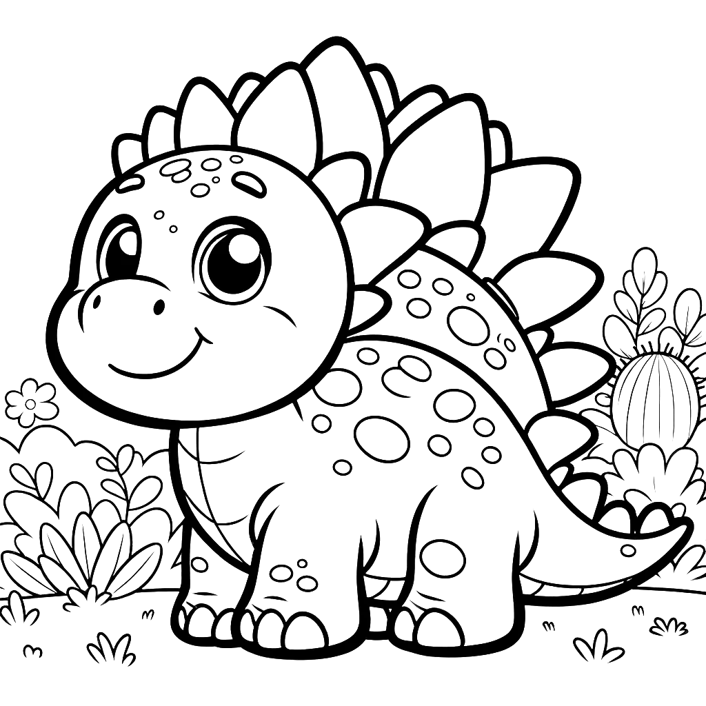 Free printable Stegosaurus dinosaur coloring page 17 to print and color
