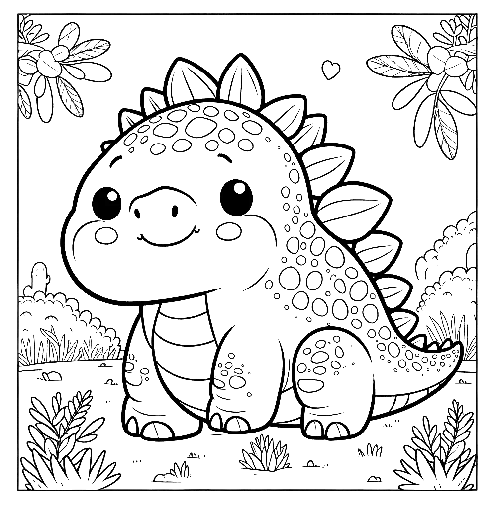 Free printable Stegosaurus dinosaur coloring page 19 easy to color