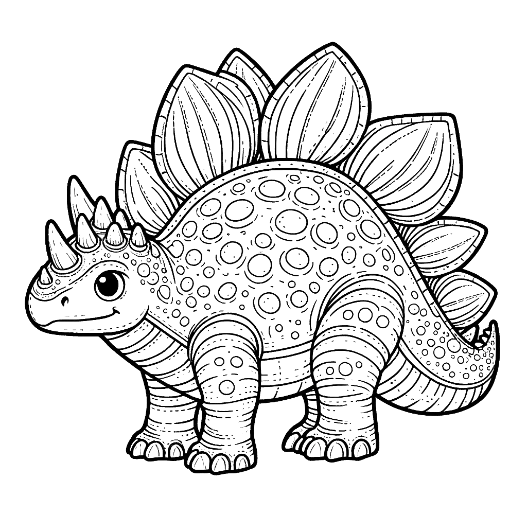 Free printable Stegosaurus dinosaur coloring page 21 for kids and adults