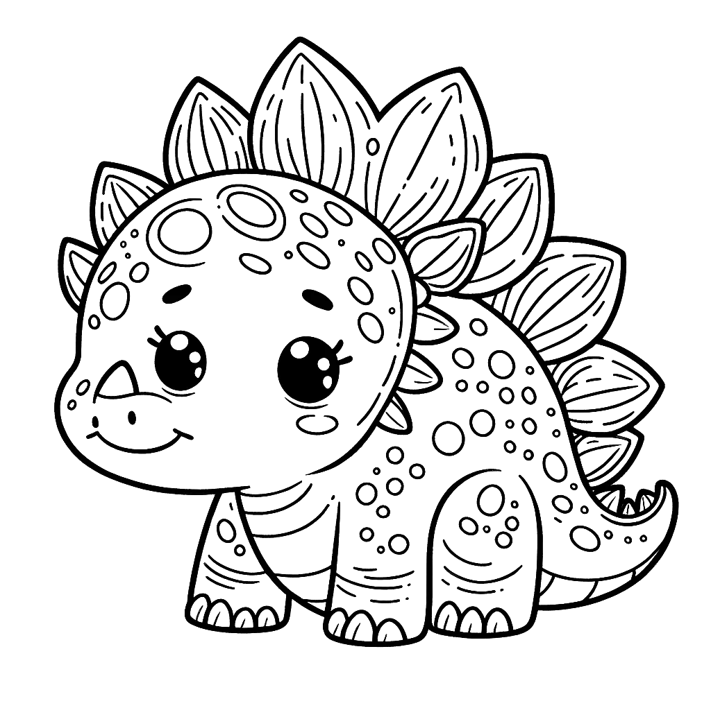 Free printable Stegosaurus dinosaur coloring page 23 for kids
