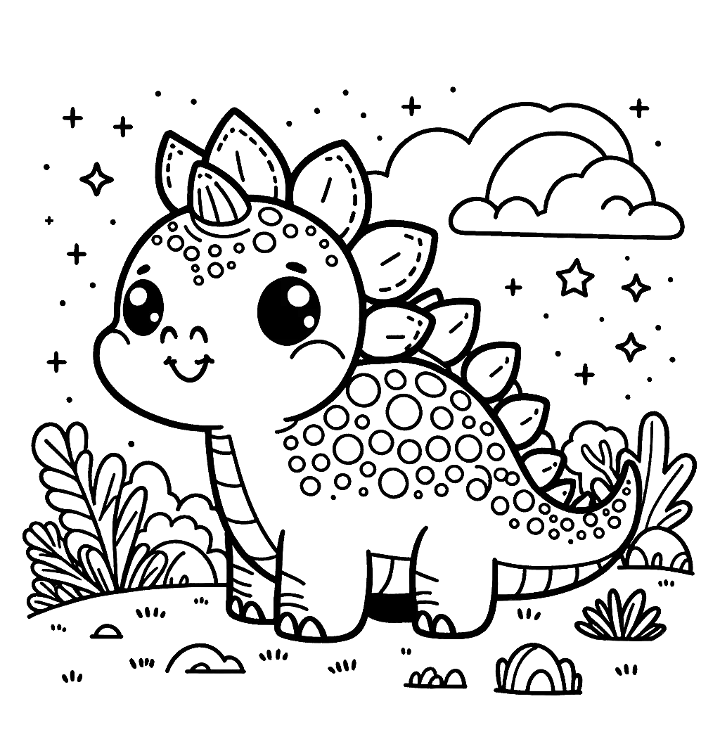Free printable Stegosaurus dinosaur coloring page 24 to print and color