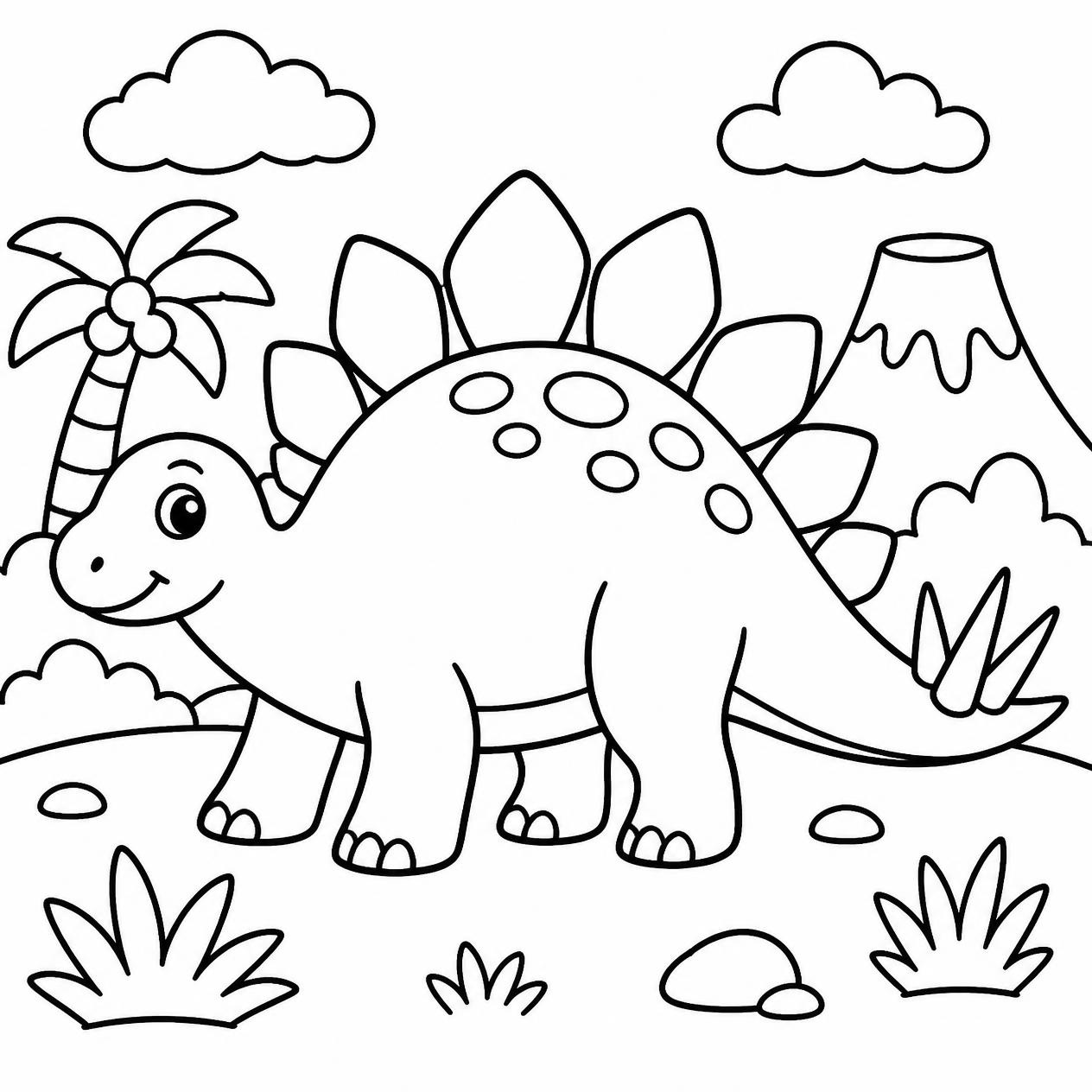 Free printable Stegosaurus dinosaur coloring page 8
