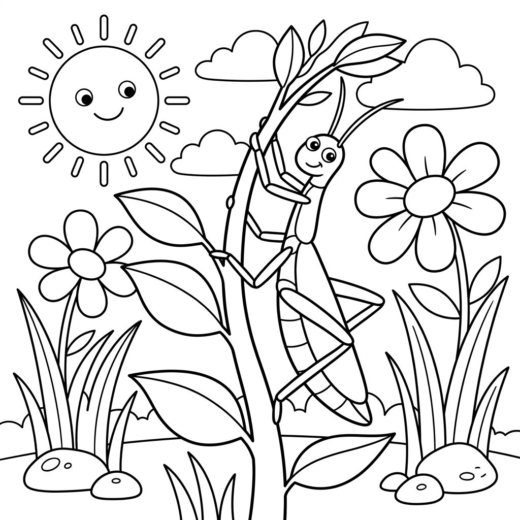 Free printable stick insect coloring page 1