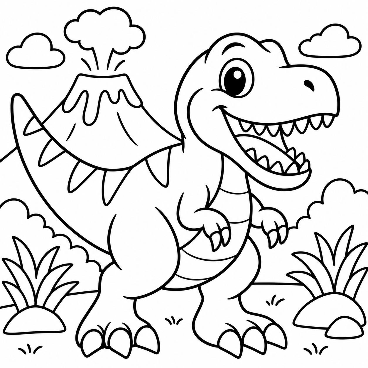 Free printable T. rex dinosaur coloring page 1