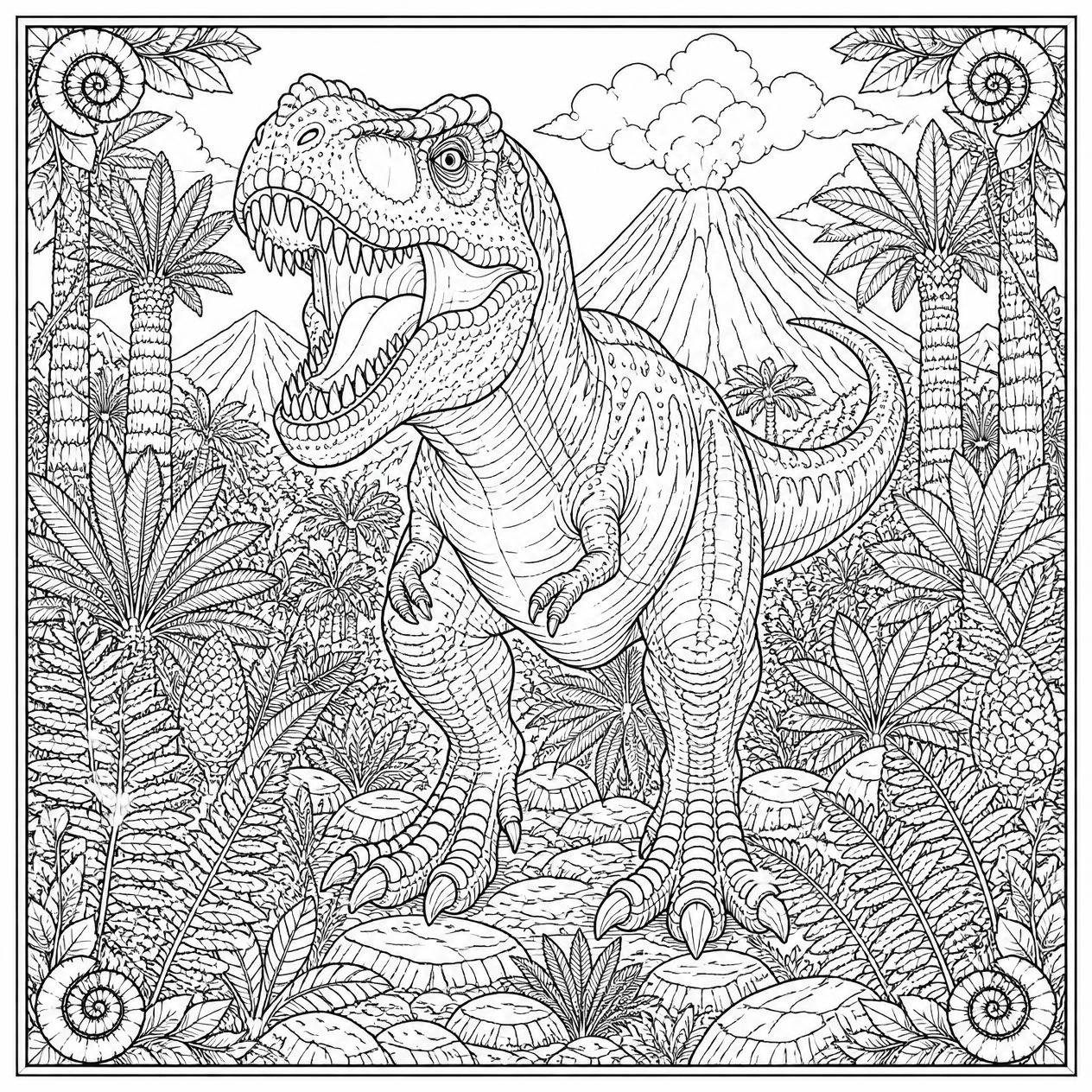 Free printable T. rex dinosaur coloring page 19 easy to color