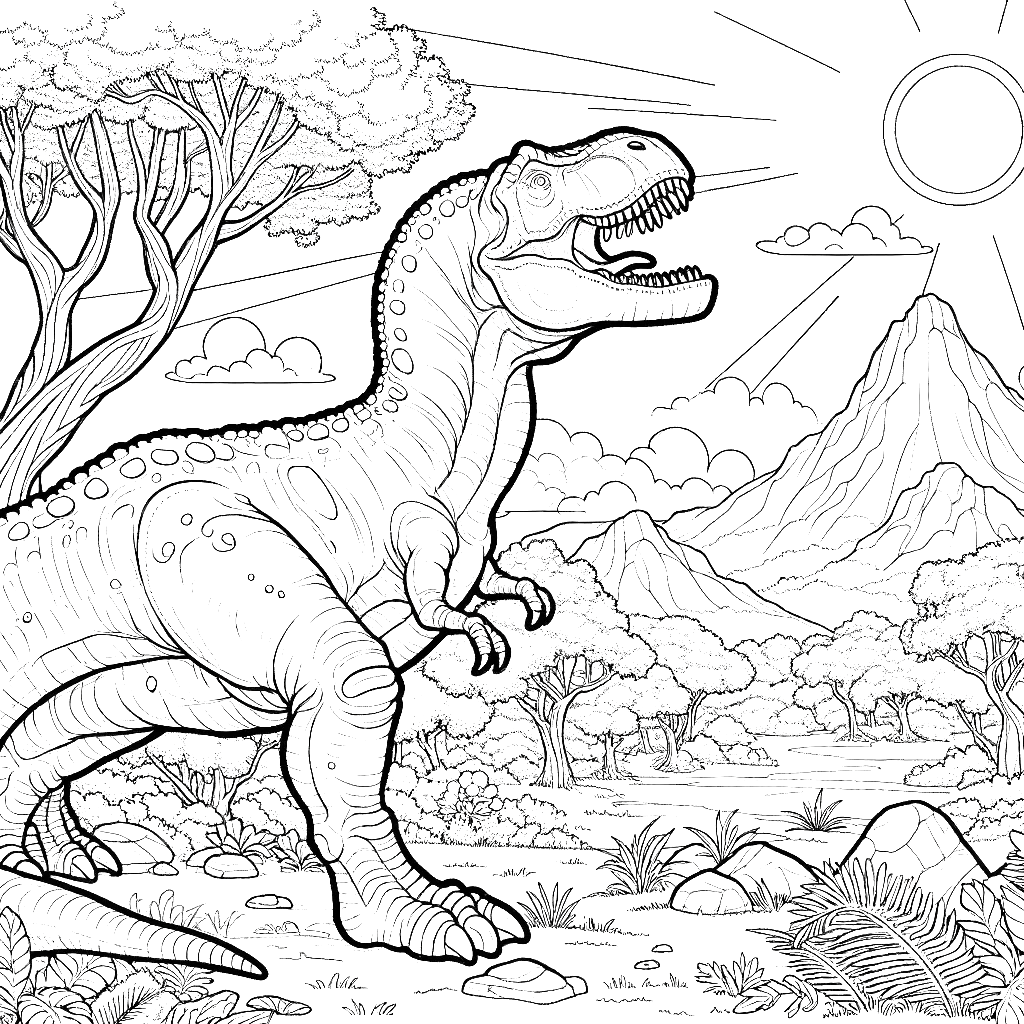 Free printable T. rex dinosaur coloring page 22