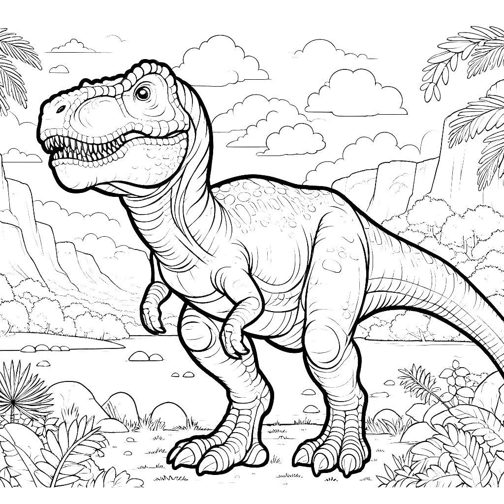 Free printable T. rex dinosaur coloring page 26 easy to color