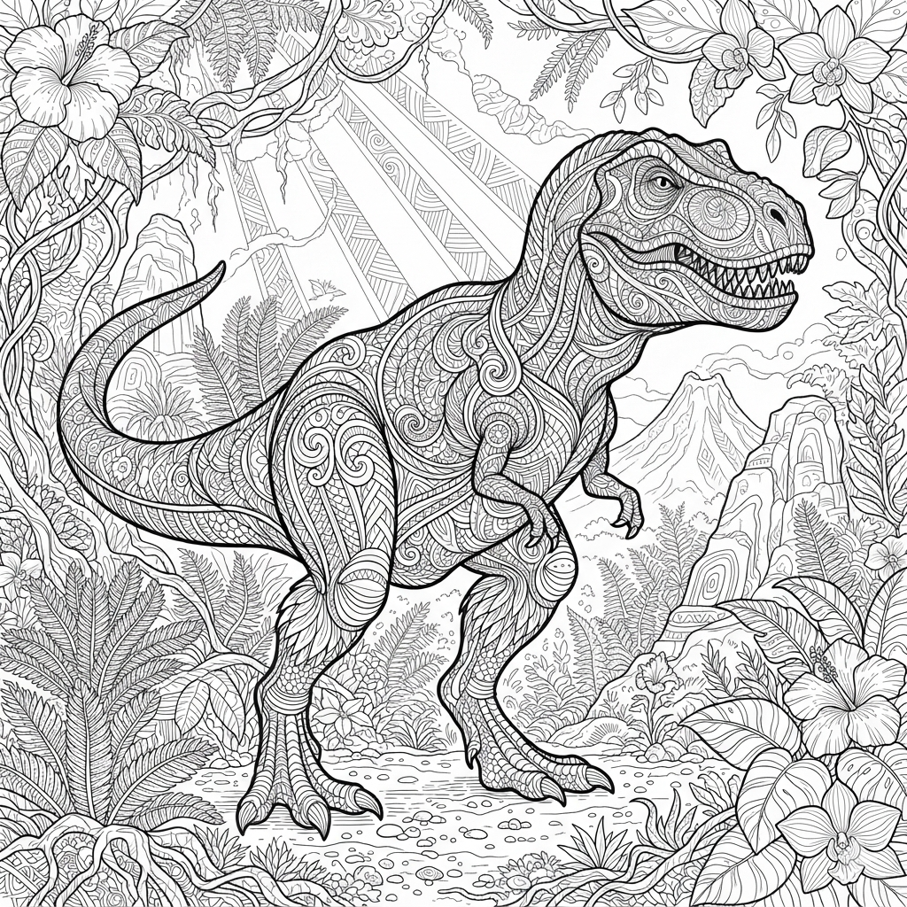Free printable T. rex dinosaur coloring page 33 easy to color