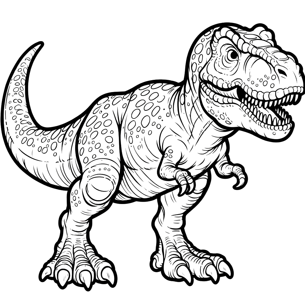 Free printable T. rex dinosaur coloring page 37 for kids