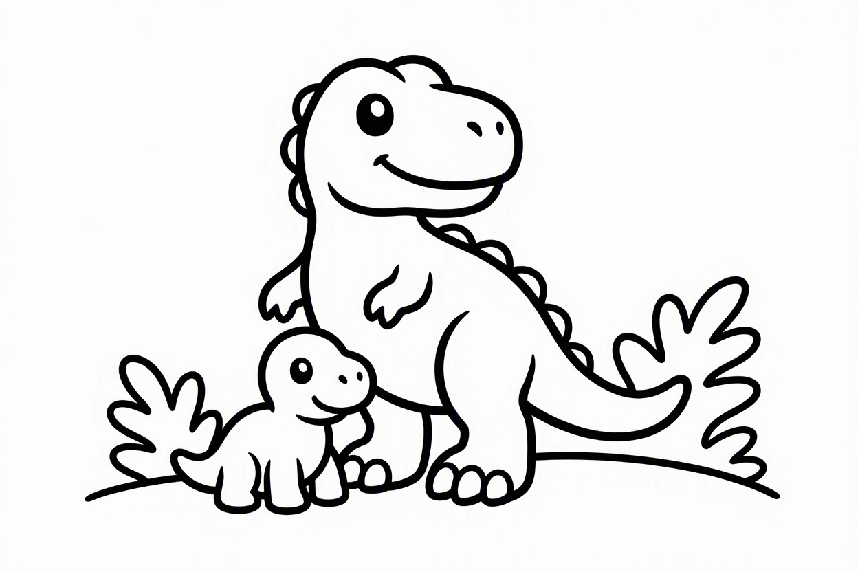 Free printable T. rex dinosaur coloring page 4 black and white outline
