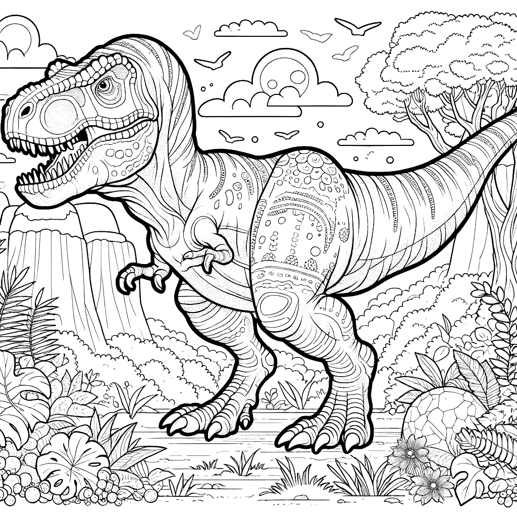 Free printable T. rex dinosaur coloring page 47 easy to color