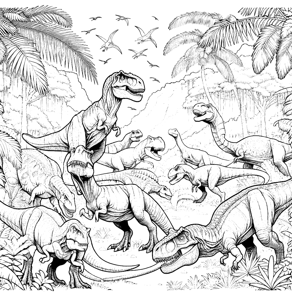 Free printable T. rex dinosaur coloring page 50