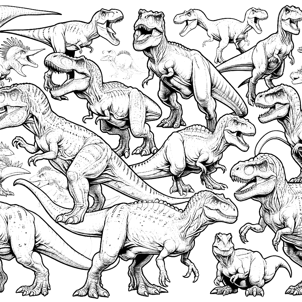 Free printable T. rex dinosaur coloring page 51 for kids