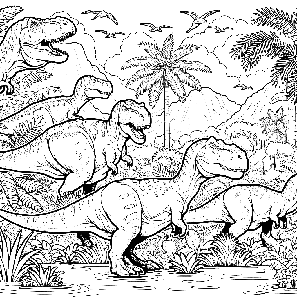 Free printable T. rex dinosaur coloring page 52 to print and color