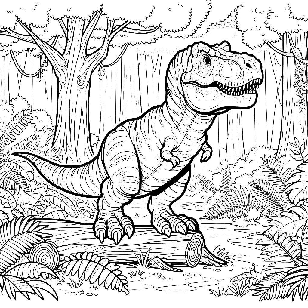 Free printable T. rex dinosaur coloring page 58 for kids