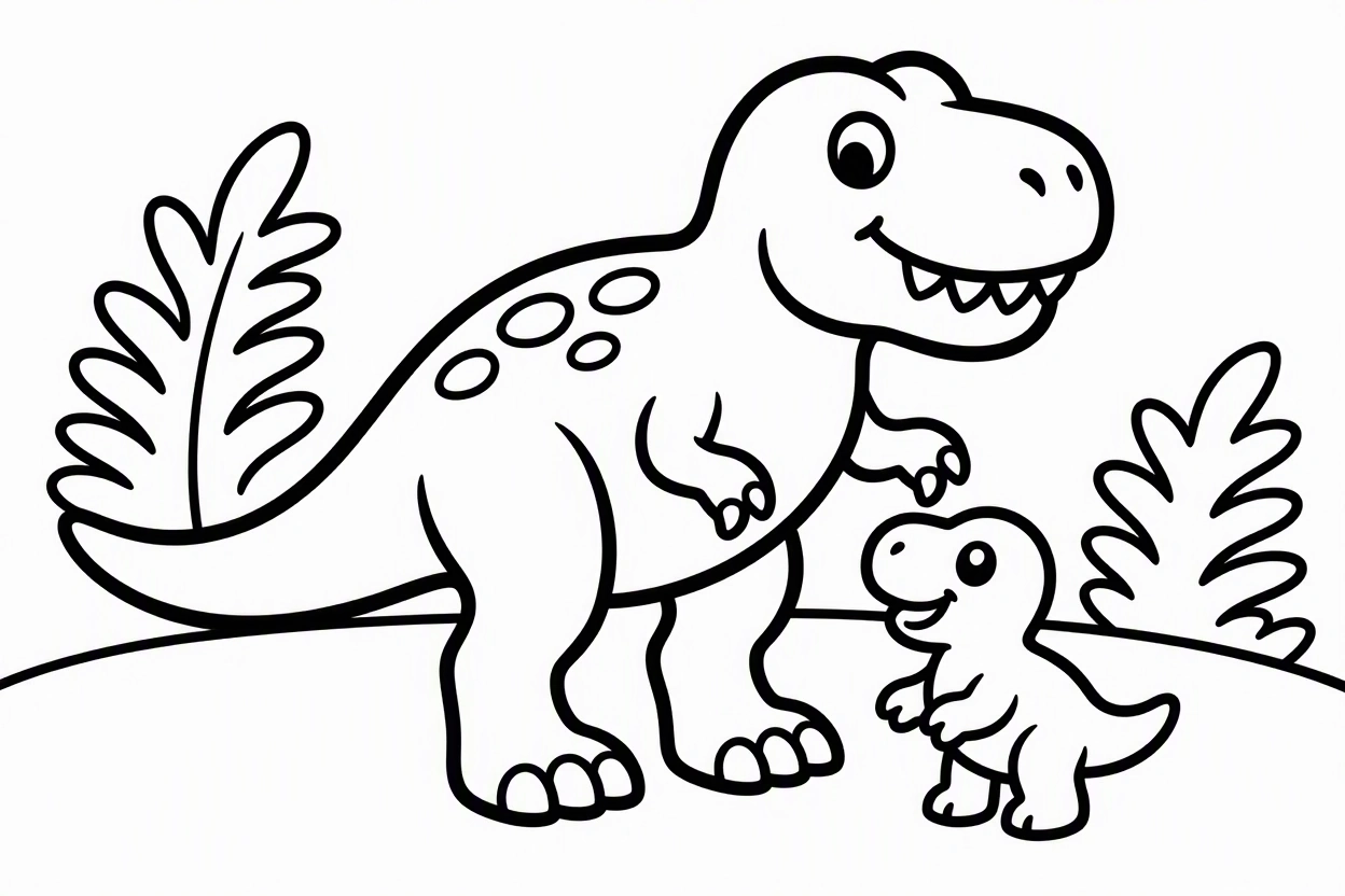 Free printable T. rex dinosaur coloring page 6 detailed line art
