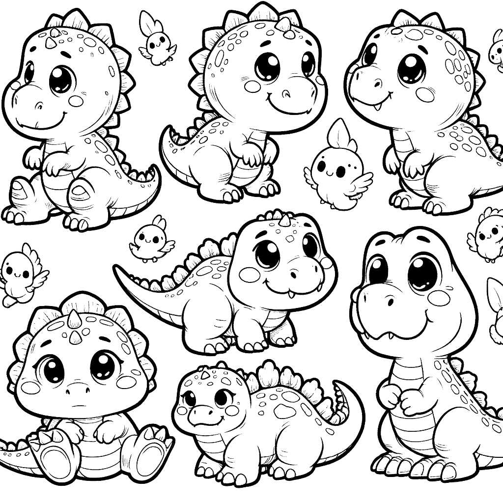 Free printable T. rex dinosaur coloring page 62 detailed line art