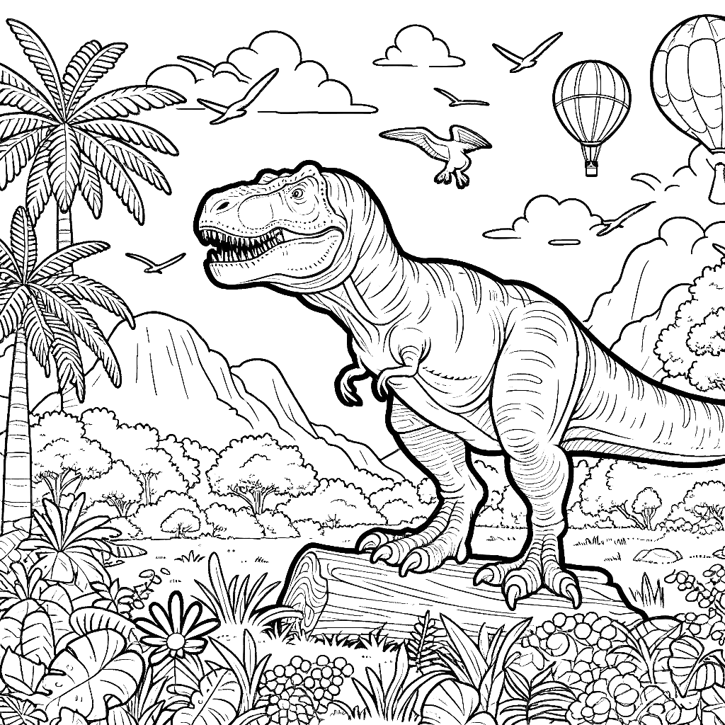 Free printable T. rex dinosaur coloring page 64