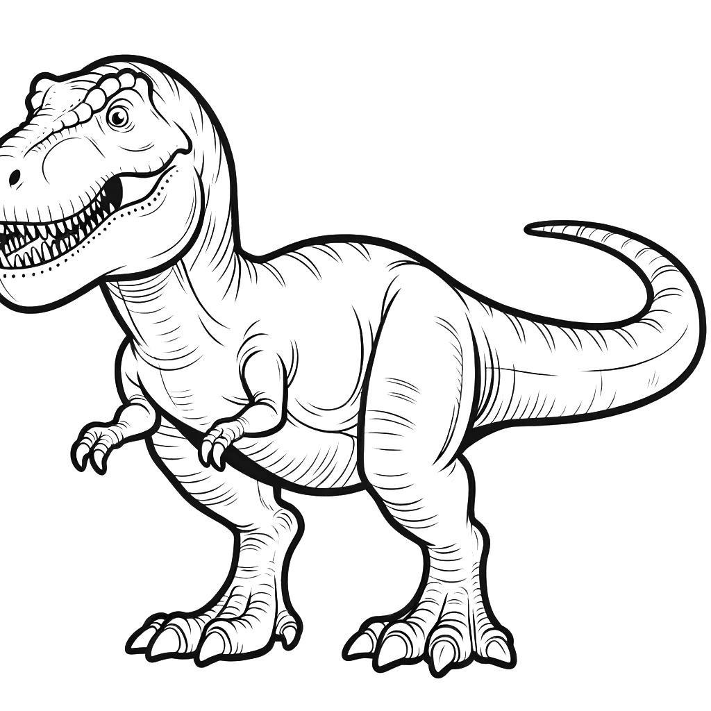 Free printable T. rex dinosaur coloring page 67 black and white outline