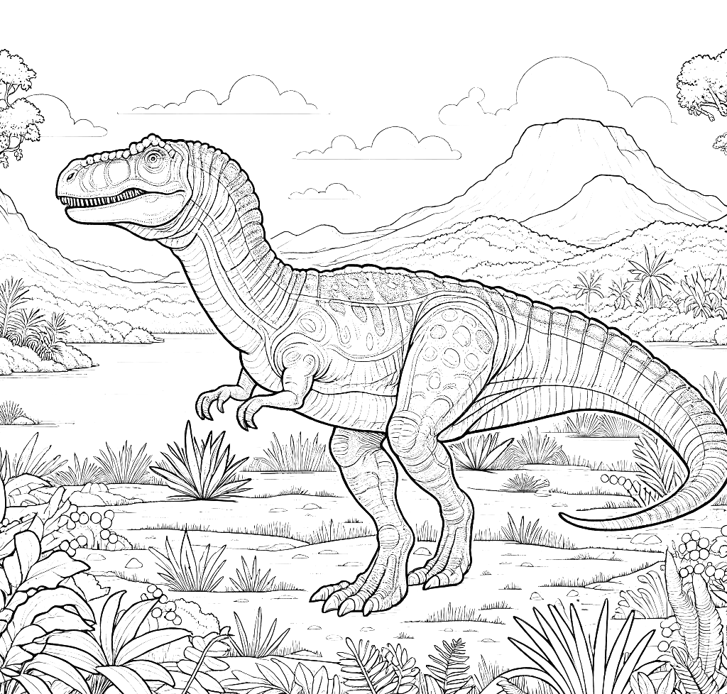 Free printable T. rex dinosaur coloring page 70 for kids and adults