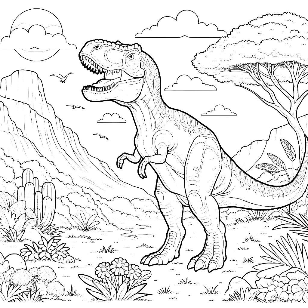 Free printable T. rex dinosaur coloring page 71