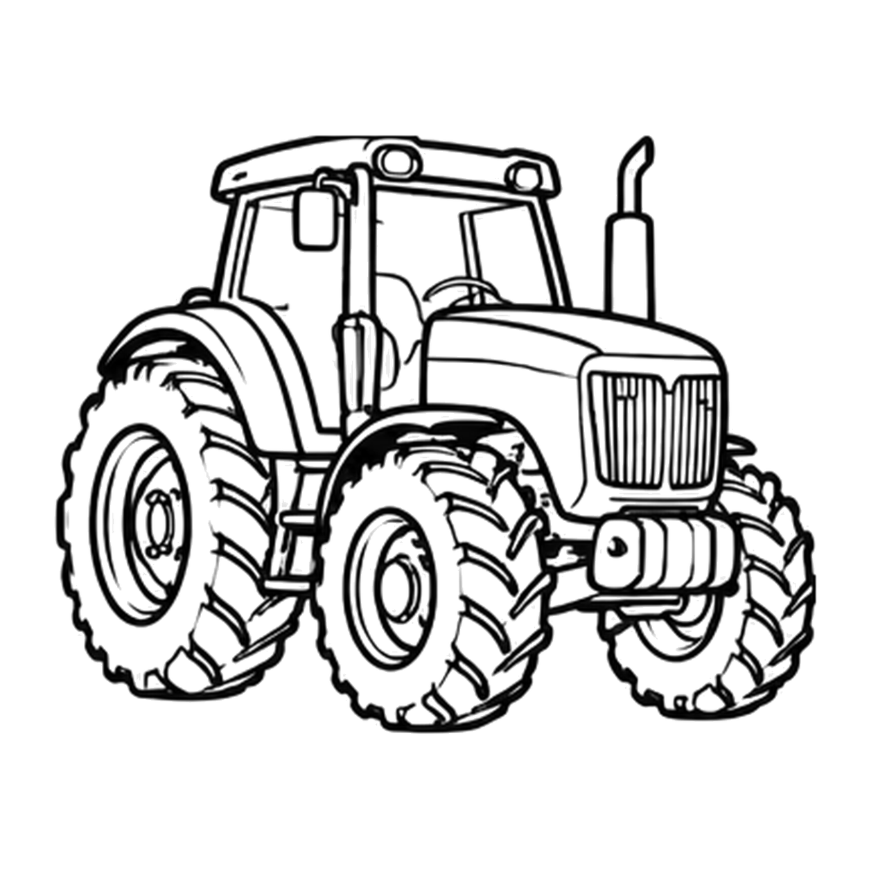 Tractor coloring page: a farm tractor with big rear wheels to print and color