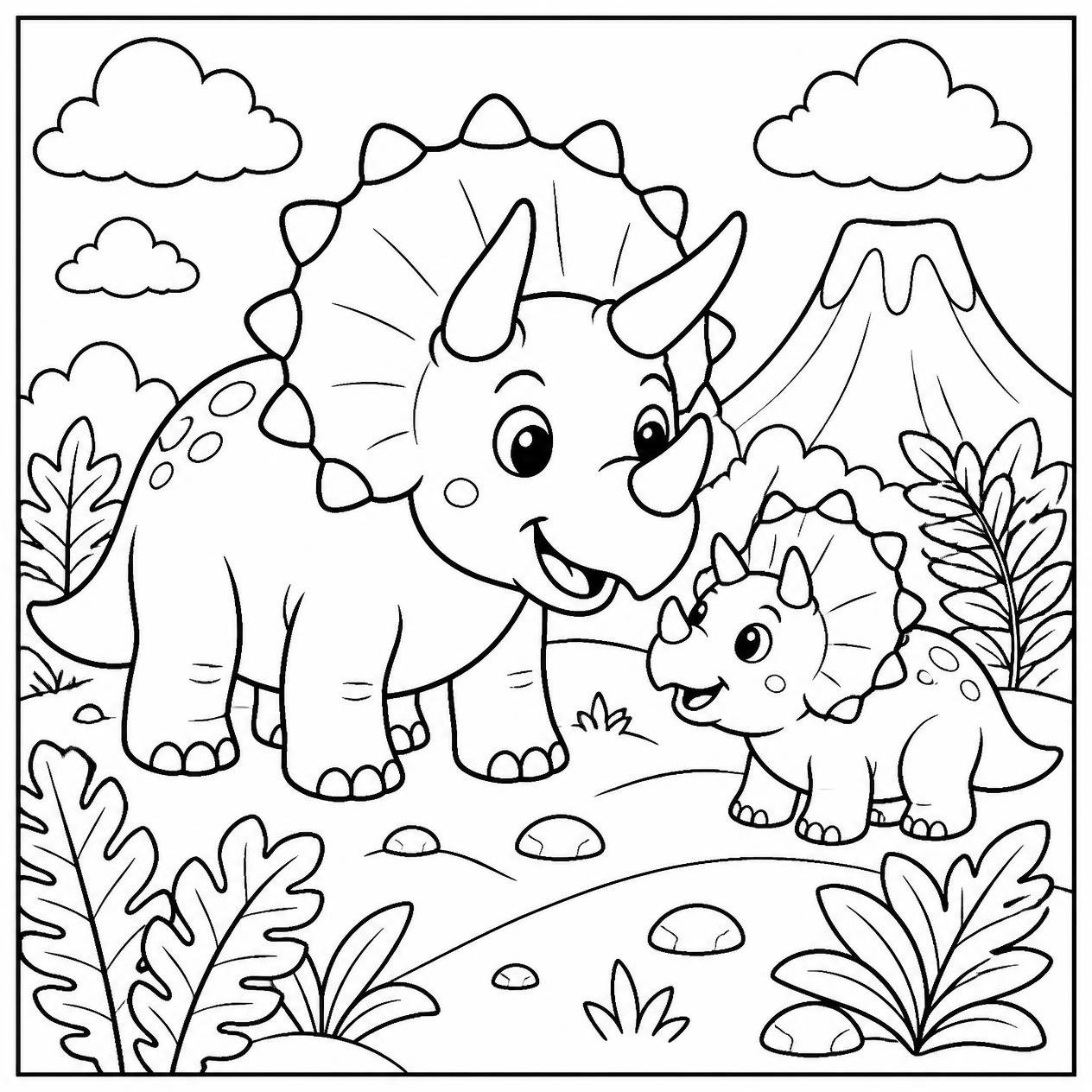 Free printable Triceratops dinosaur coloring page 10 to print and color
