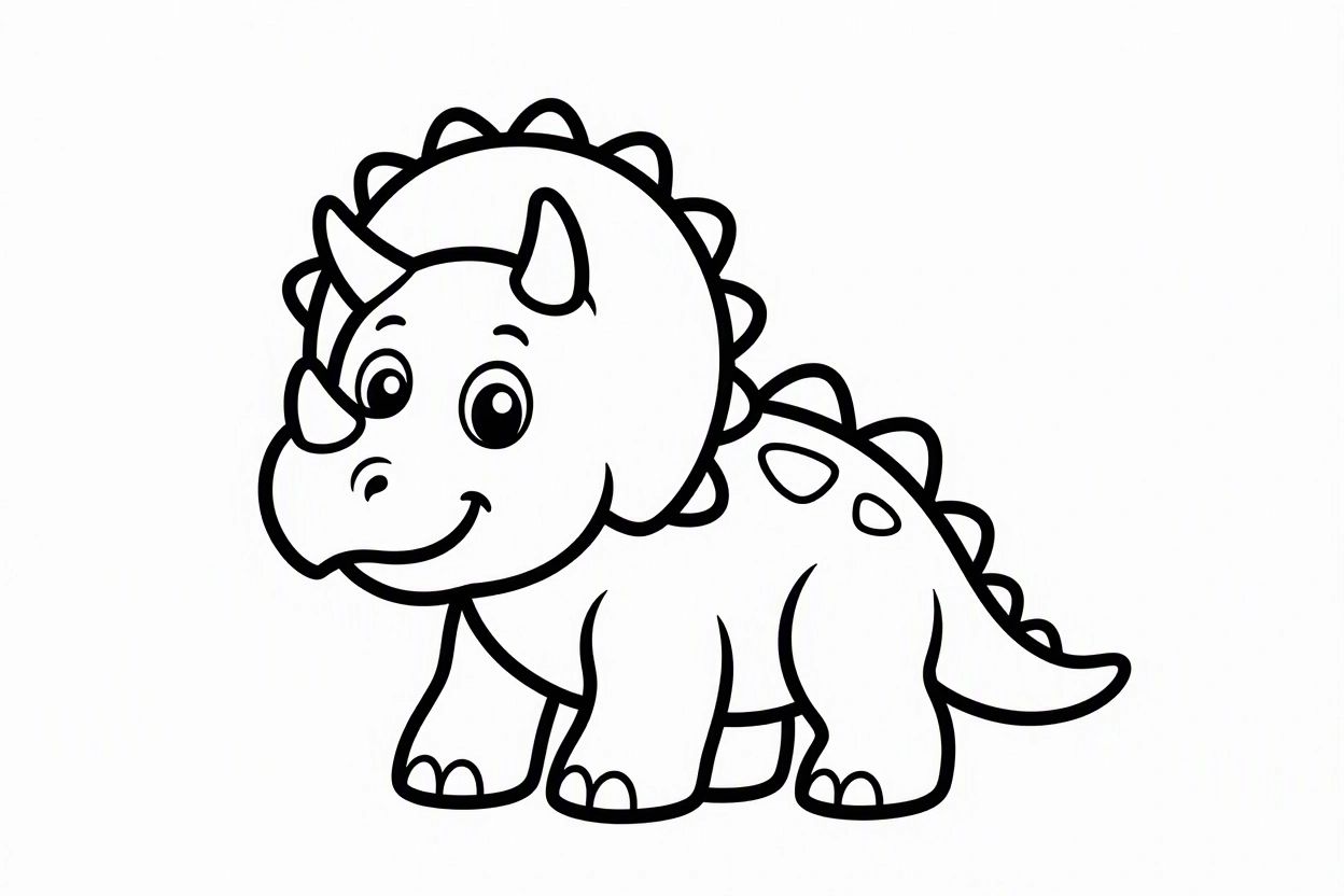 Free printable Triceratops dinosaur coloring page 13 detailed line art