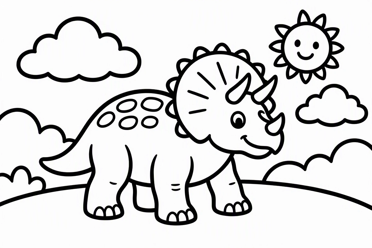 Free printable Triceratops dinosaur coloring page 14 for kids and adults