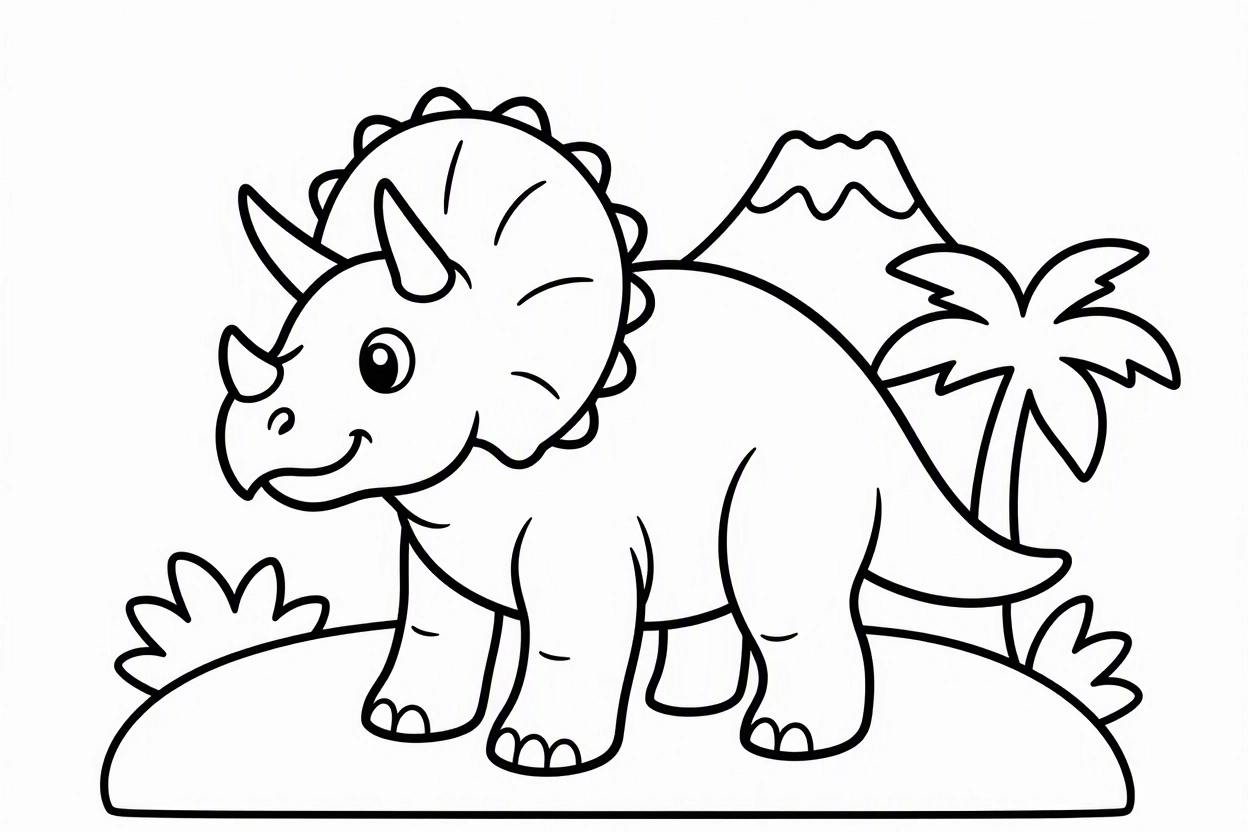 Free printable Triceratops dinosaur coloring page 16 for kids