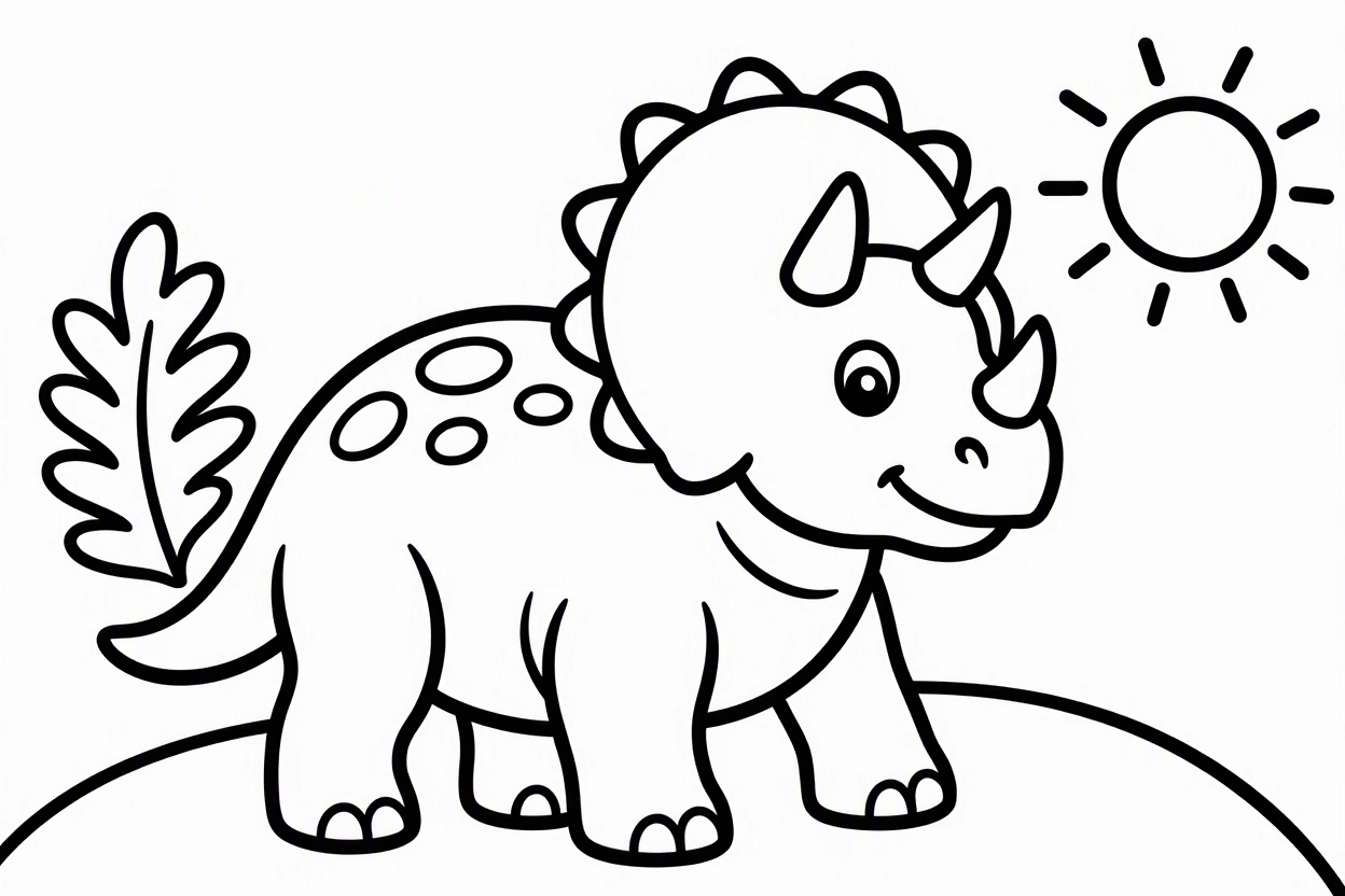 Free printable Triceratops dinosaur coloring page 17 to print and color