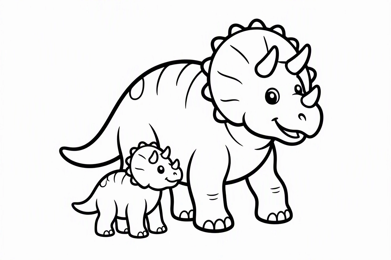 Free printable Triceratops dinosaur coloring page 20 detailed line art