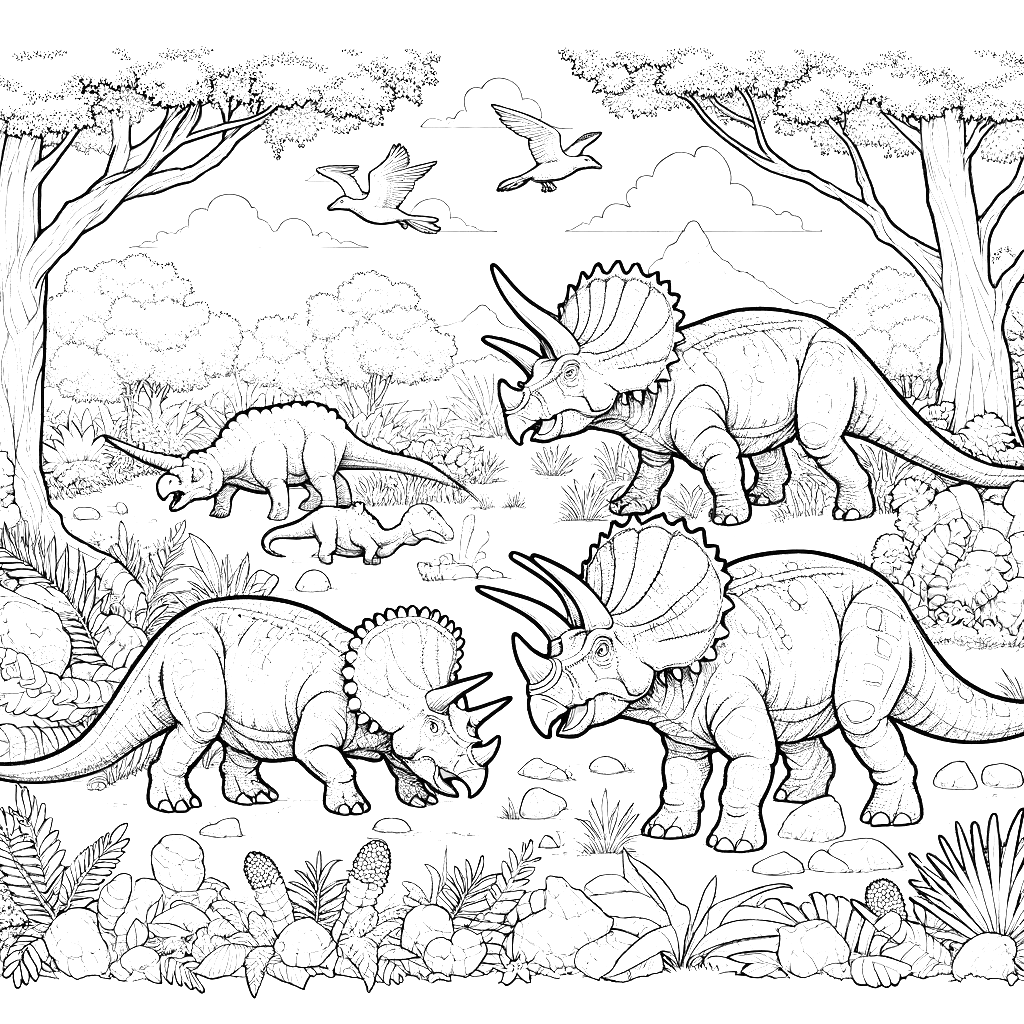 Free printable Triceratops dinosaur coloring page 23 for kids