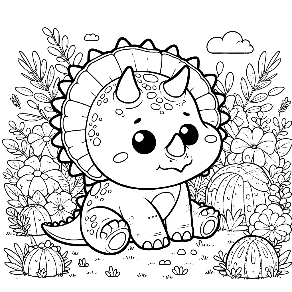 Free printable Triceratops dinosaur coloring page 24 to print and color