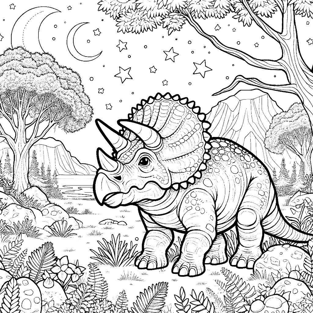 Free printable Triceratops dinosaur coloring page 29