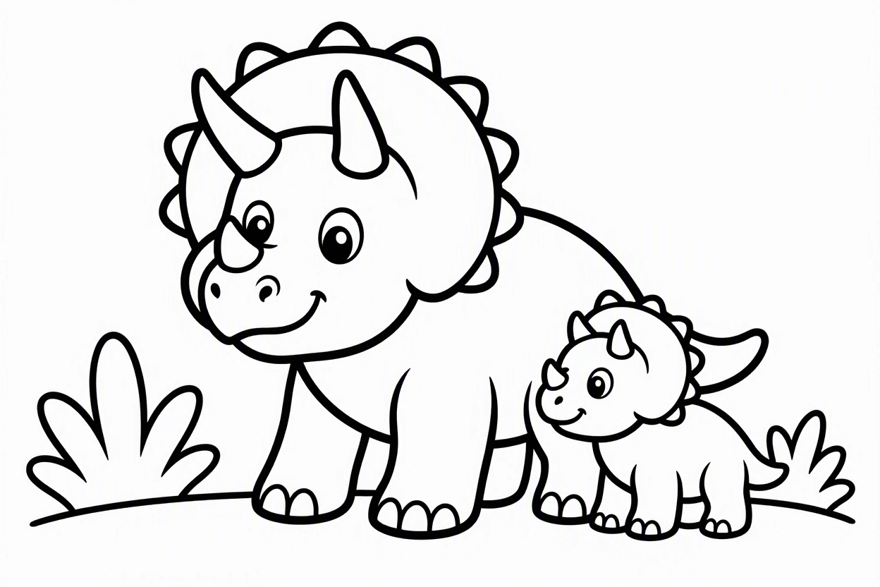 Free printable Triceratops dinosaur coloring page 3 to print and color