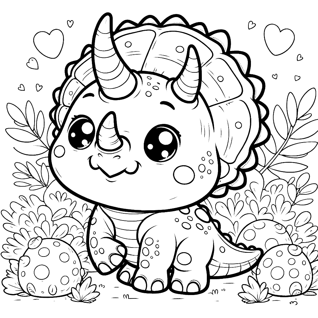 Free printable Triceratops dinosaur coloring page 30 for kids
