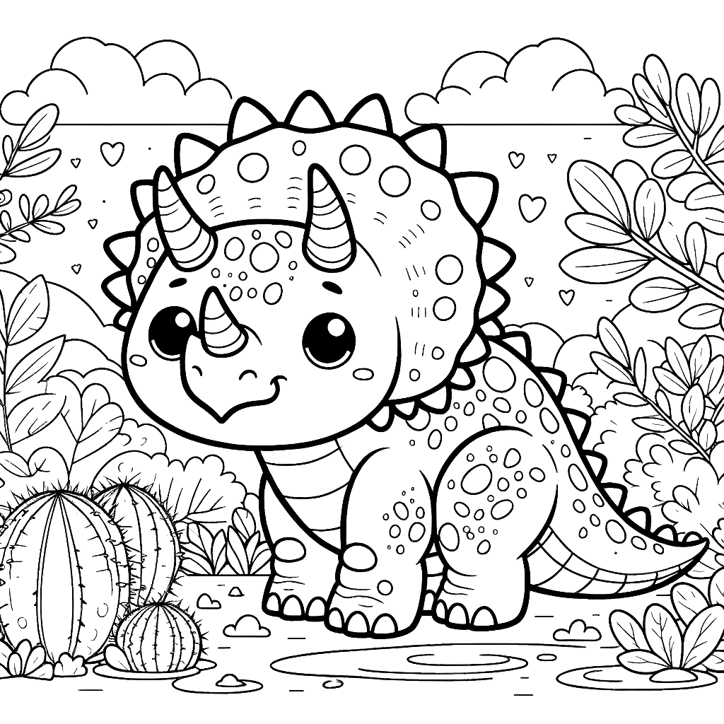 Free printable Triceratops dinosaur coloring page 31 to print and color
