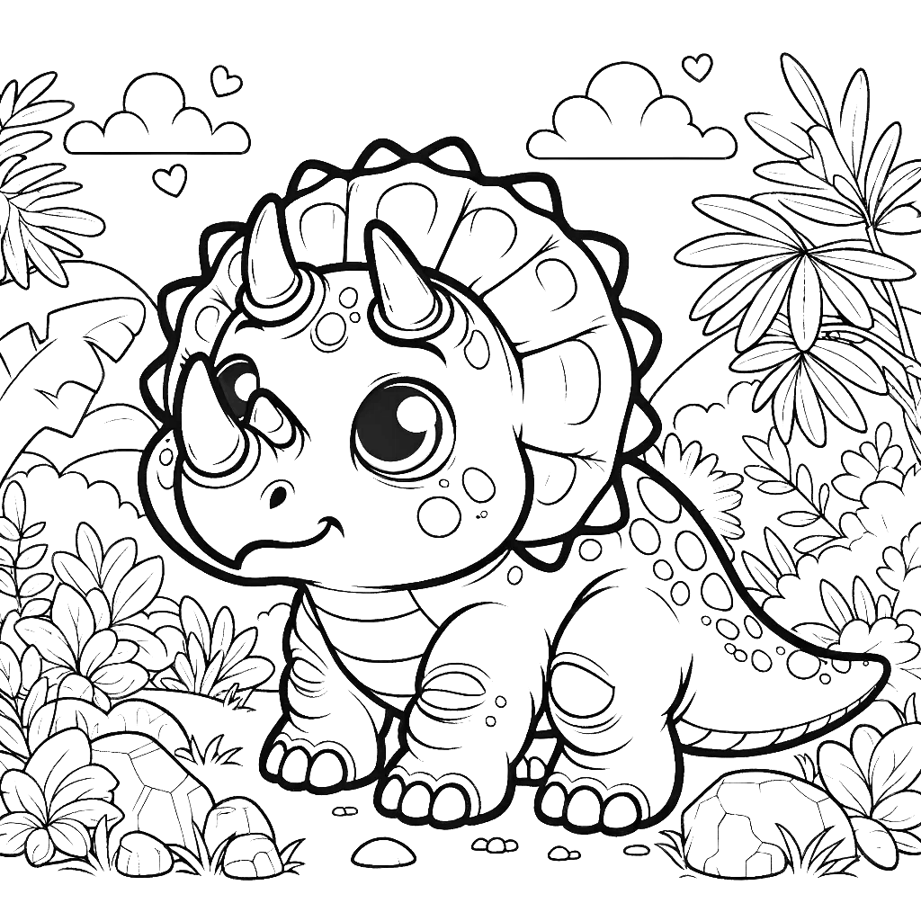 Free printable Triceratops dinosaur coloring page 36