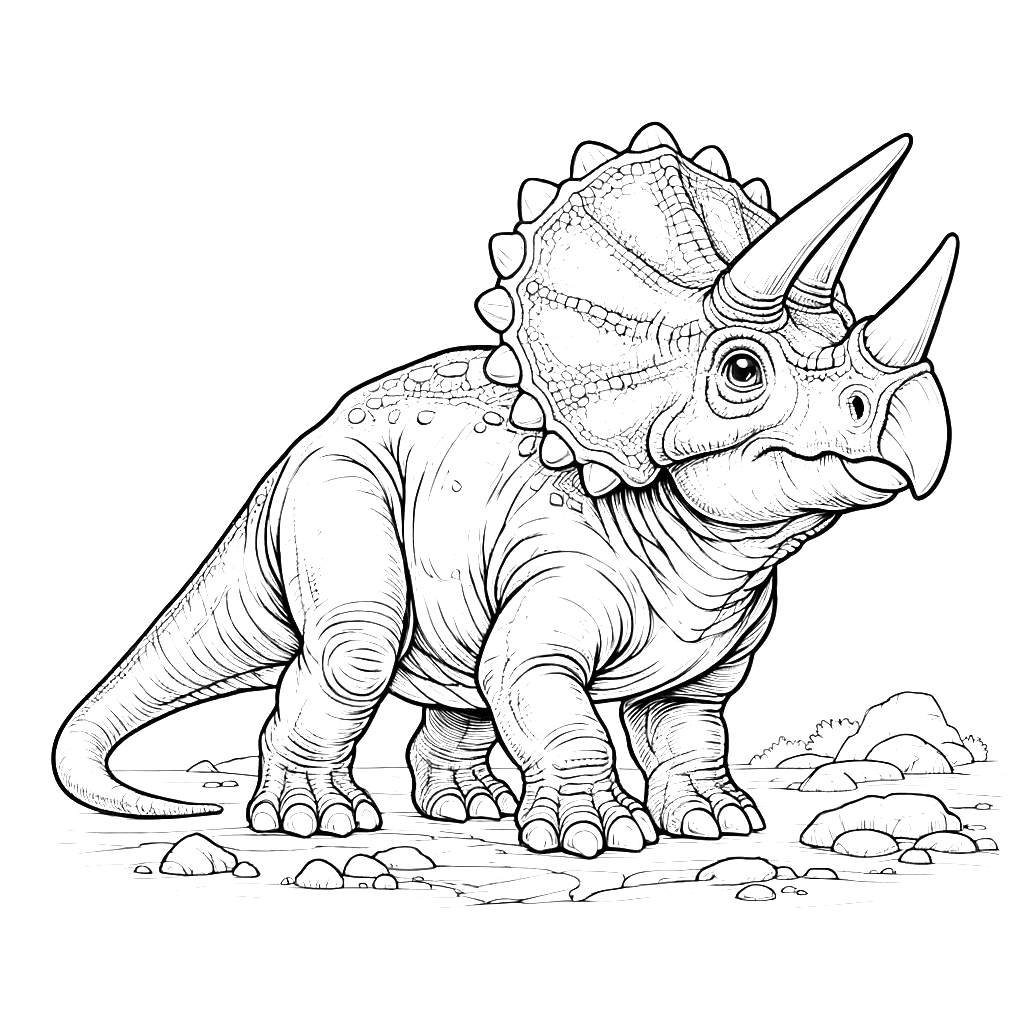 Free printable Triceratops dinosaur coloring page 37 for kids