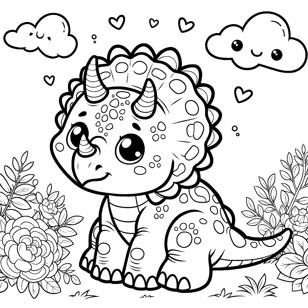 Free printable Triceratops dinosaur coloring page 38 to print and color