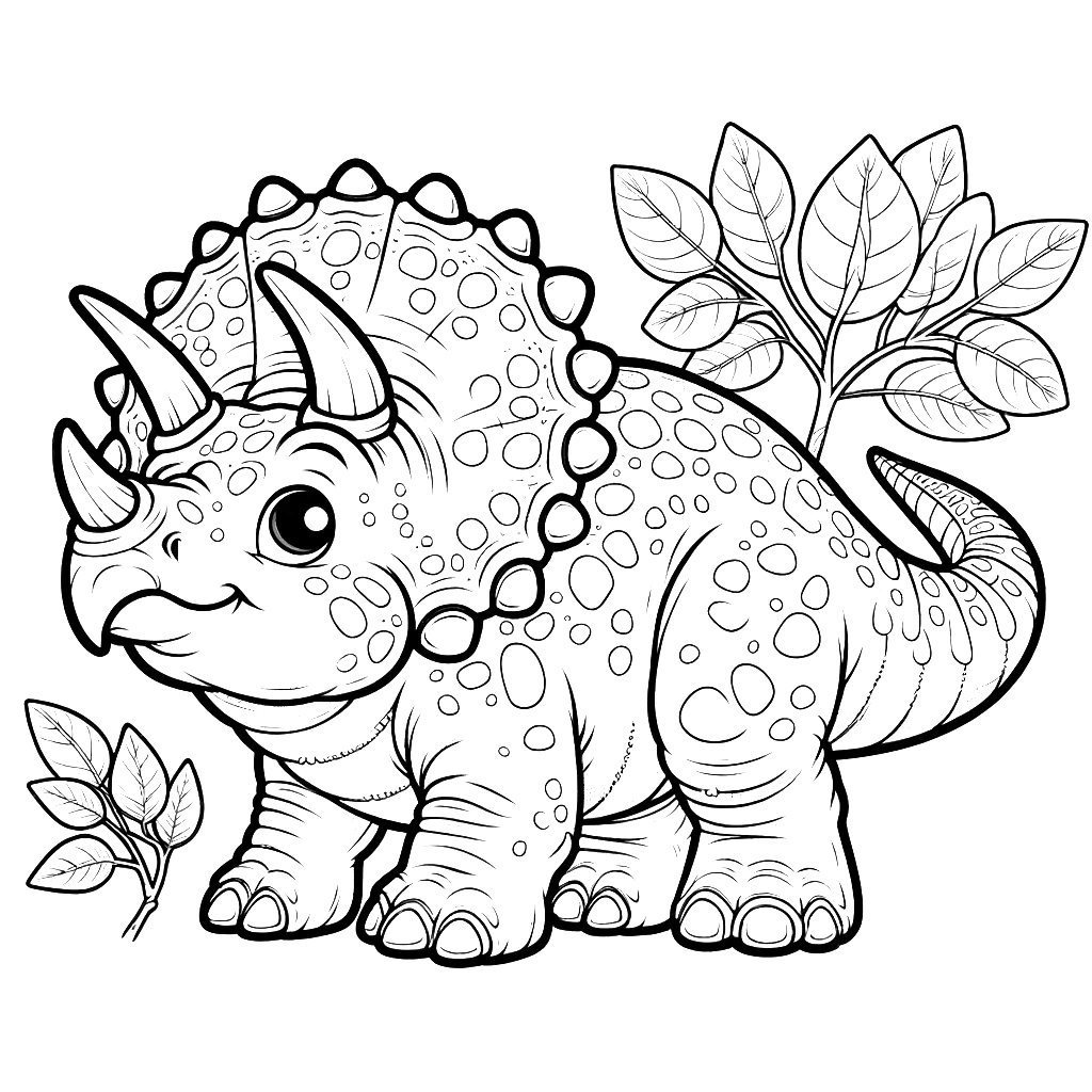 Free printable Triceratops dinosaur coloring page 40 easy to color