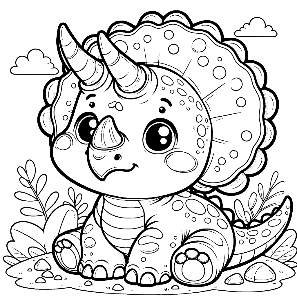 Free printable Triceratops dinosaur coloring page 43